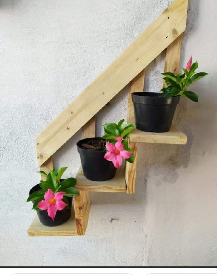 Wooden Stair Plant Holder