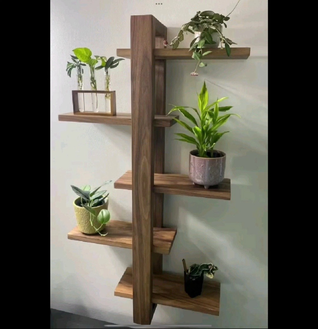 Wooden Wall-Mounted Plant Shelf