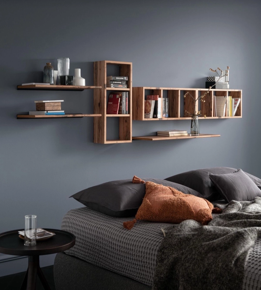 Wall-Mounted Wooden Shelves