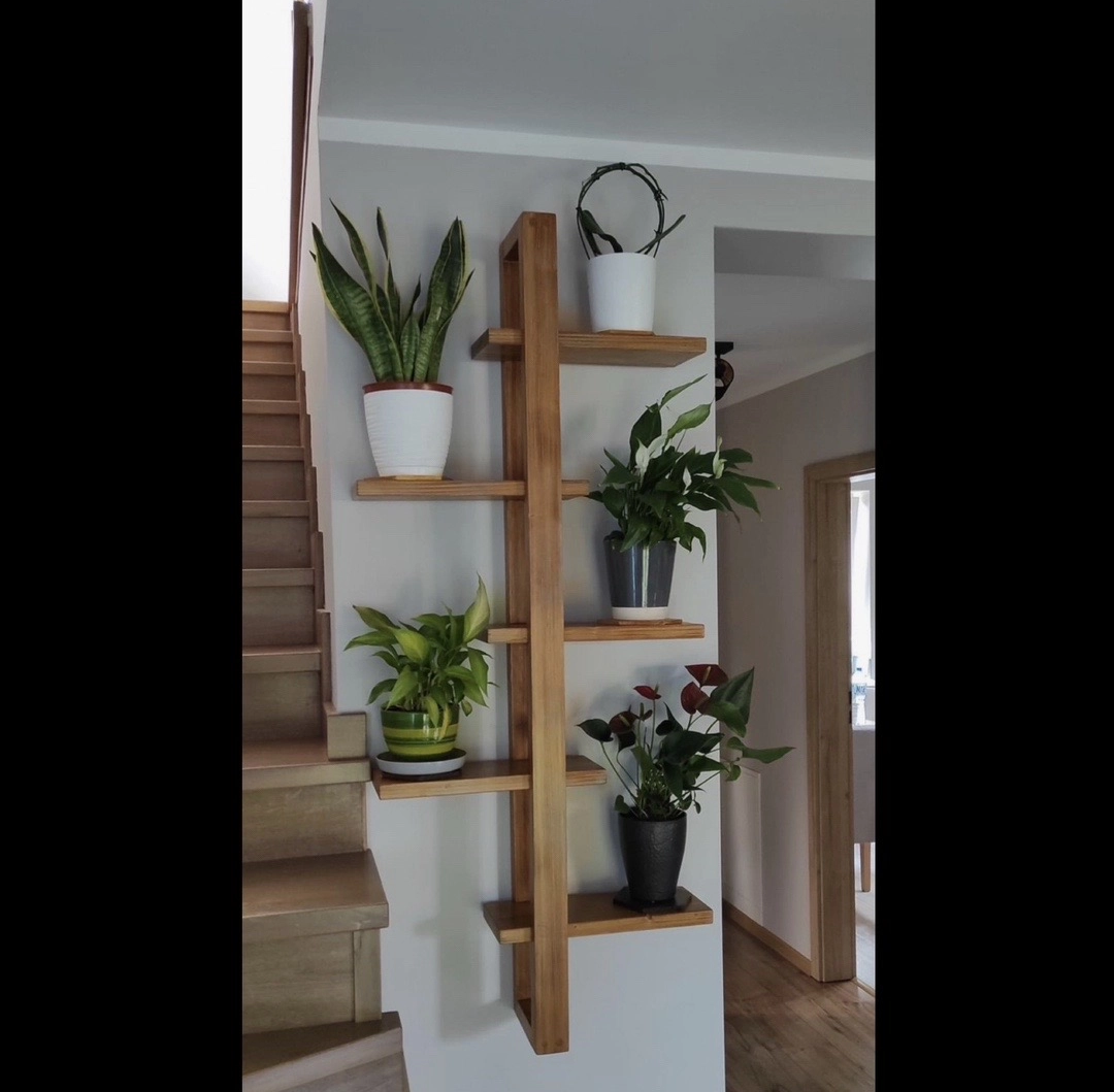 Wooden Wall-Mounted Plant Stand