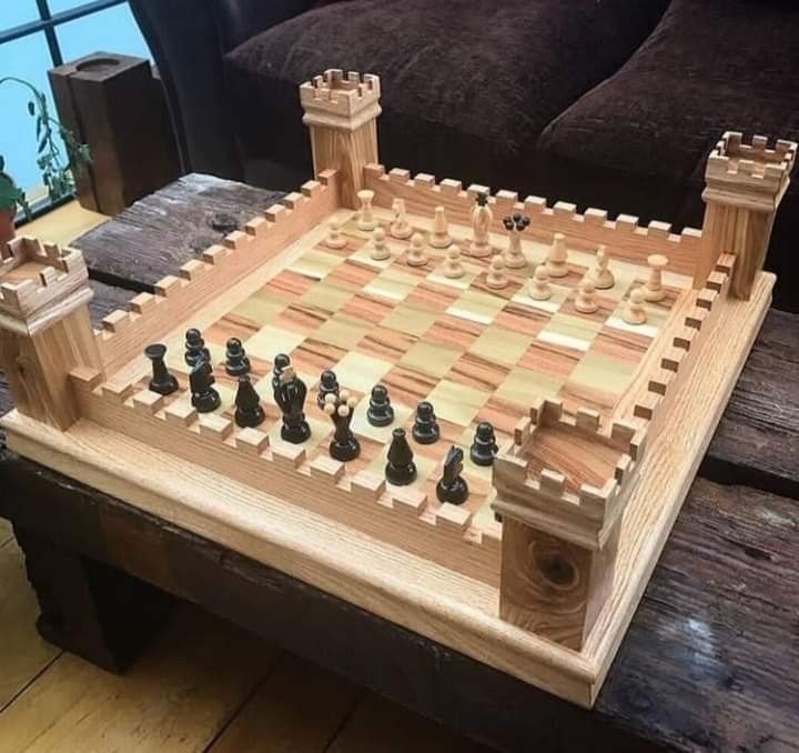 Castle-Inspired Wooden Chess Set