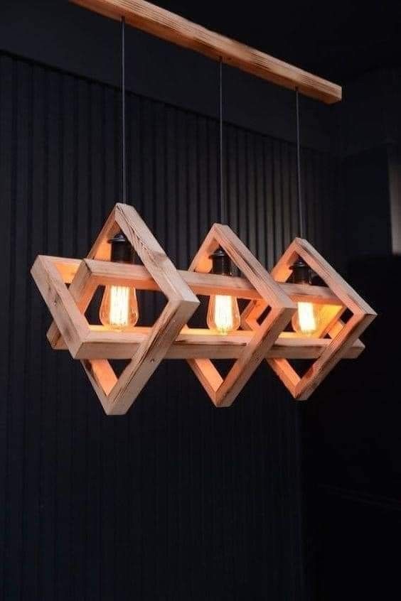 Wooden Geometric Pendant Light