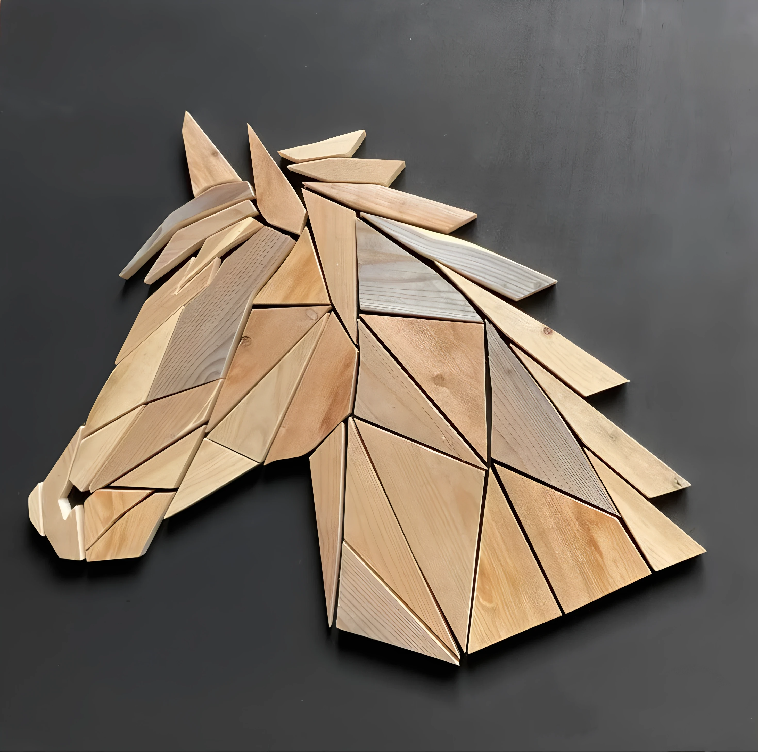 Geometric Wooden Horse Wall Art