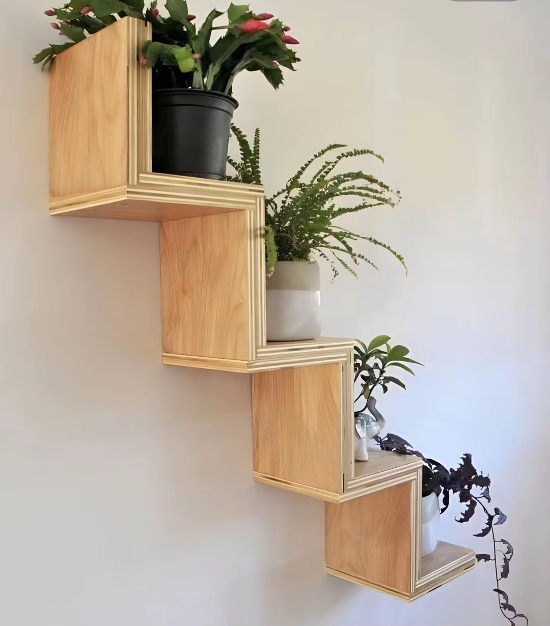 Wooden Zigzag Wall Shelf