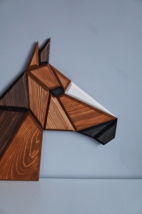 Geometric Wooden Horse Artwork