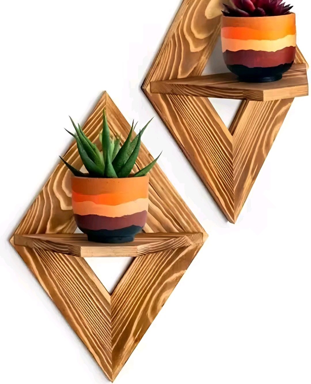 Geometric Wooden Wall Shelves