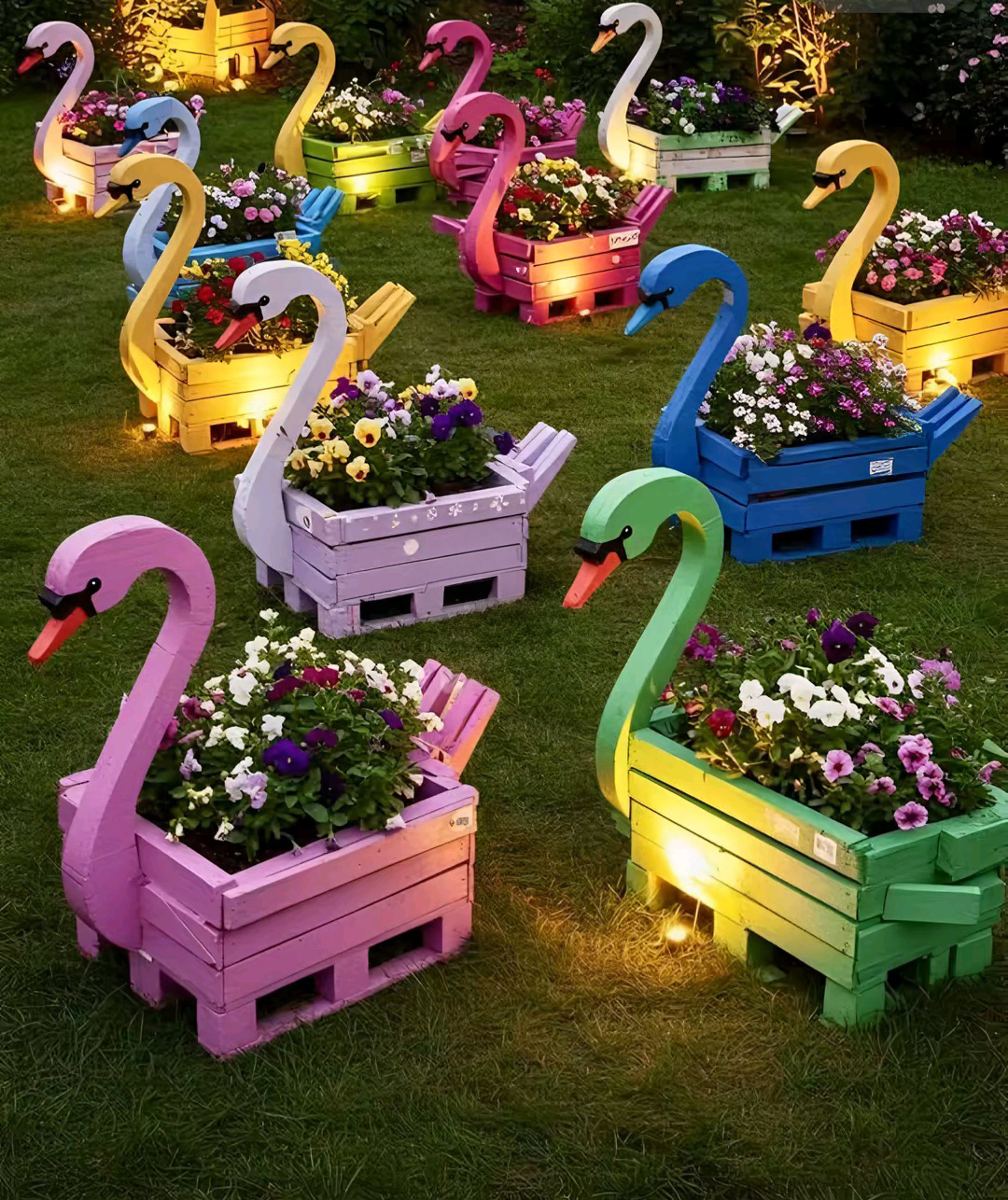 Wooden Swan Planter Box