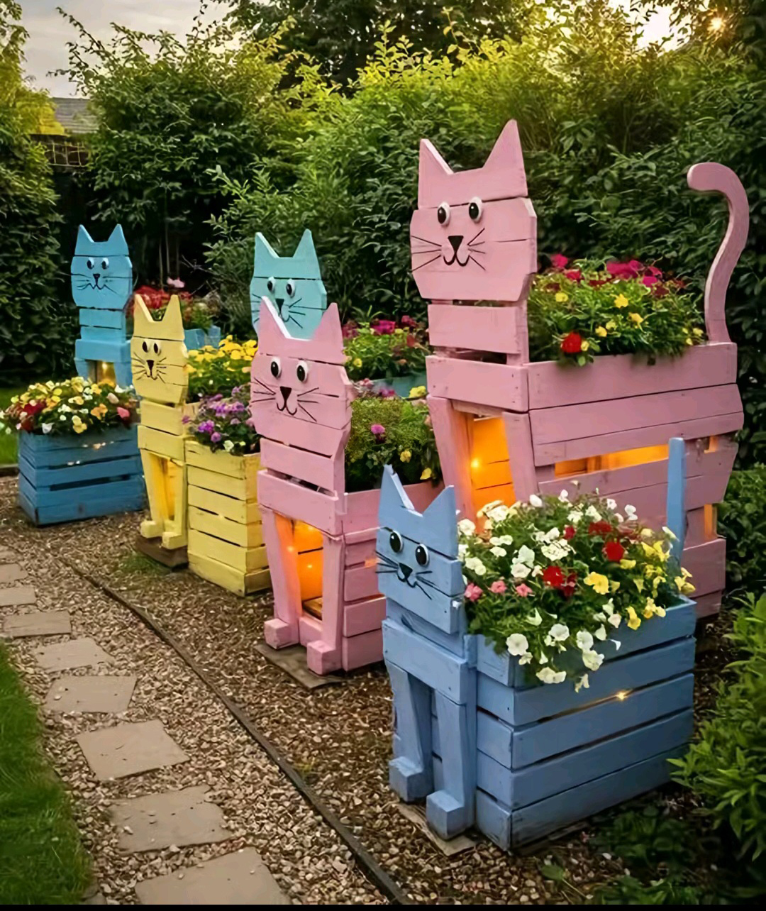 Wooden Cat Planters