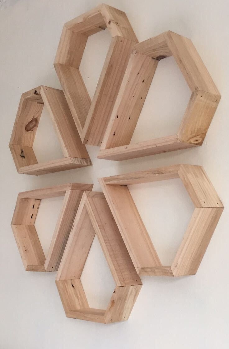 Geometric Wooden Wall Shelves