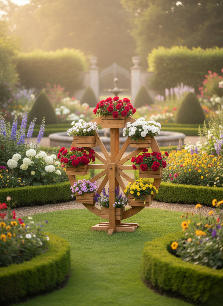 Wooden wheel for planting