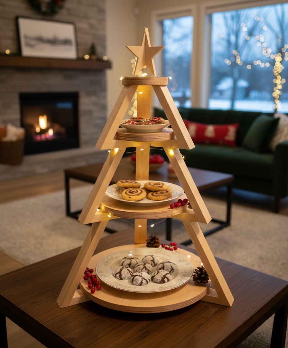 Wooden Christmas Tree Dessert Stand