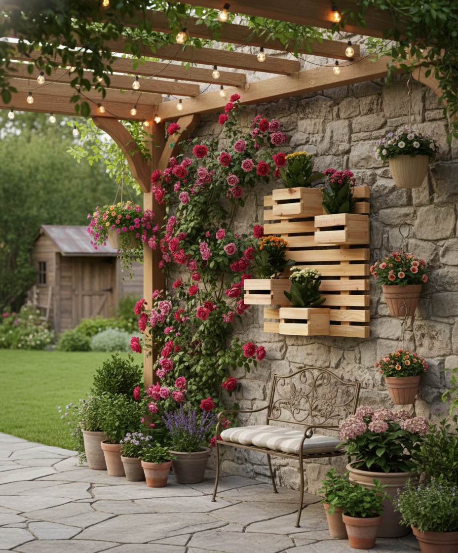 Wooden Wall-Mounted Planter