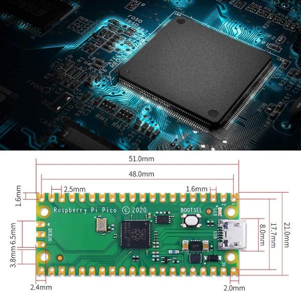Raspberry Pi Pico RP2040 Microcontroller Board-Pico with soldered Pins