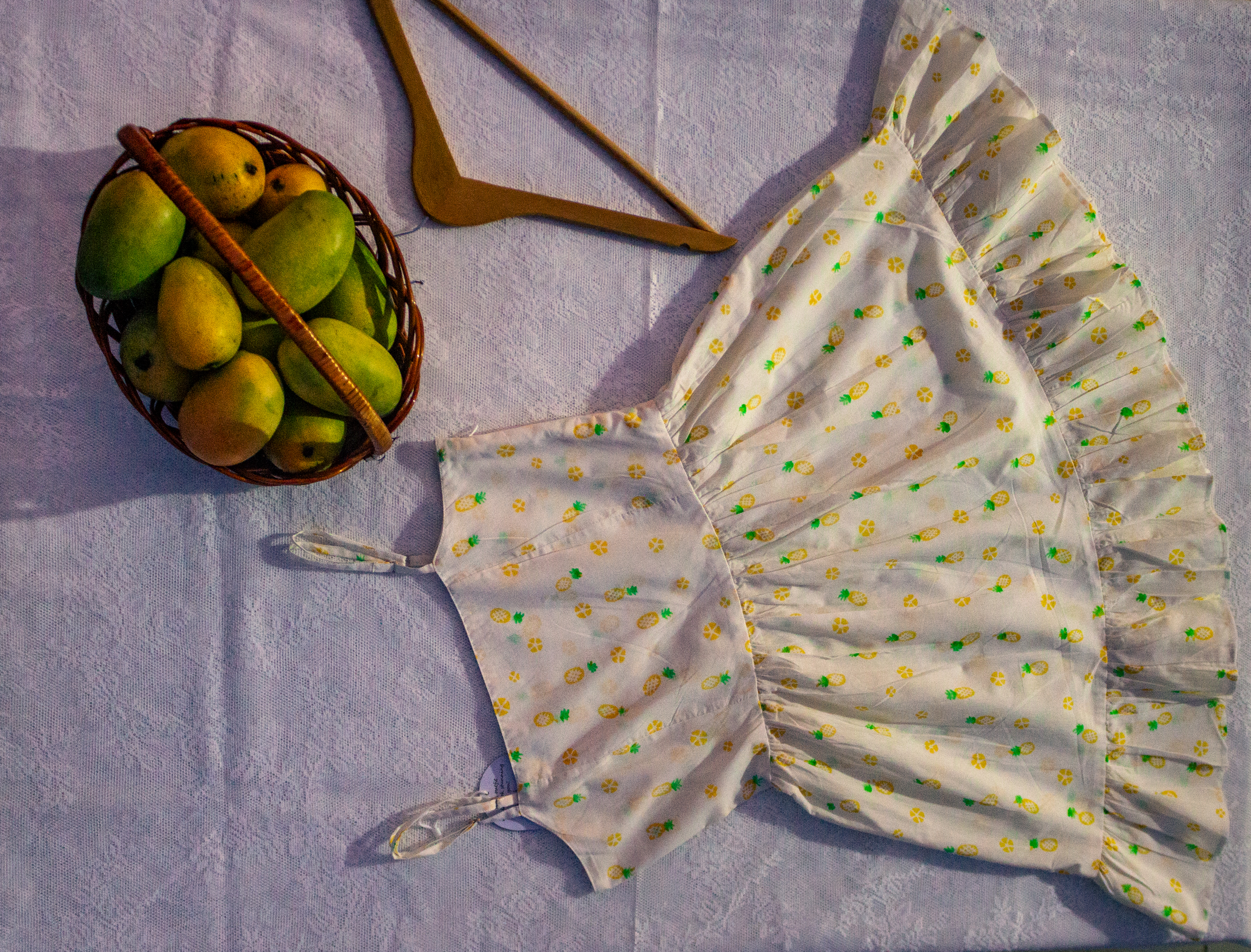 Pineapple Hand Block Print Mini Dress