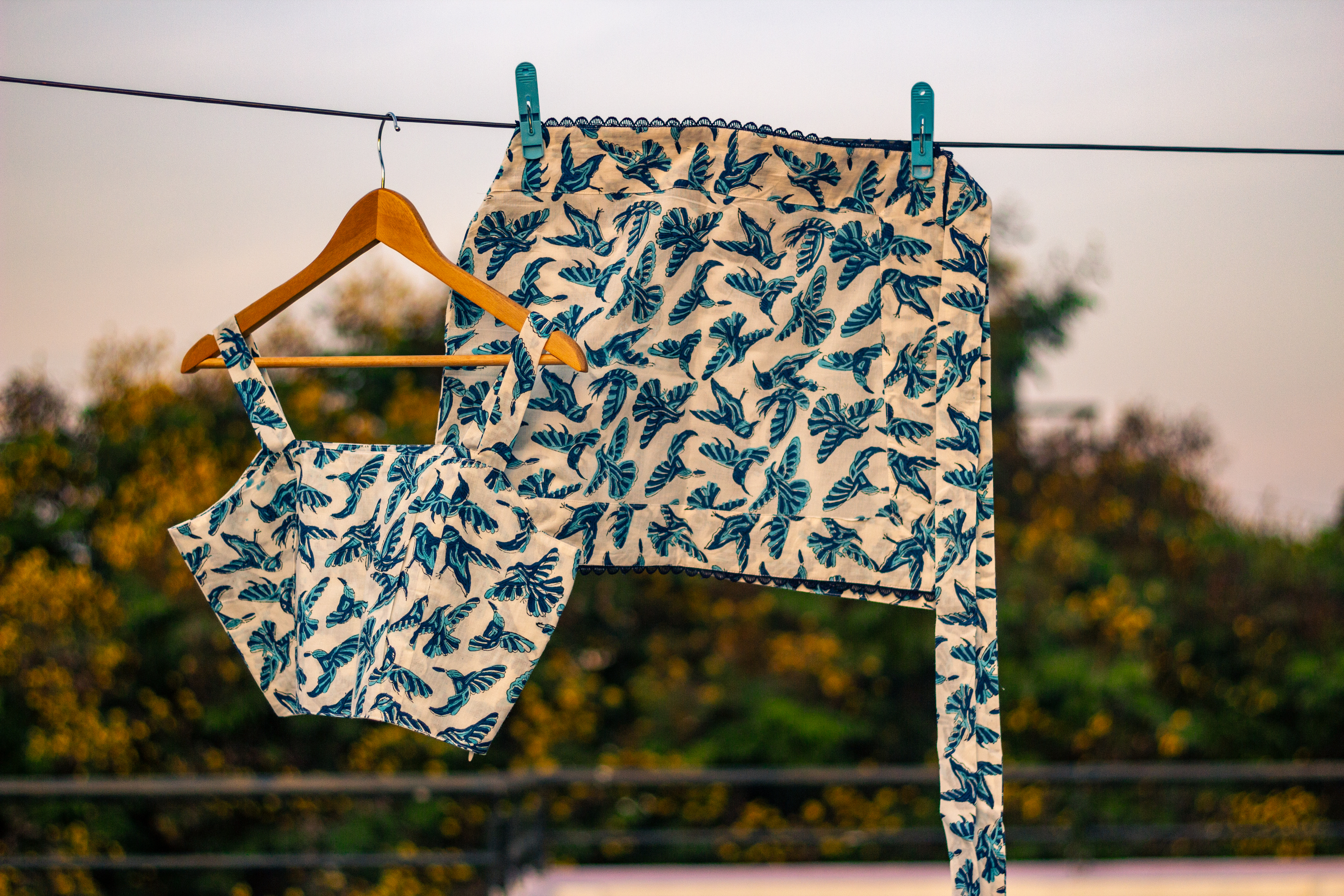  Blue Bird Block Print Co-ord Set