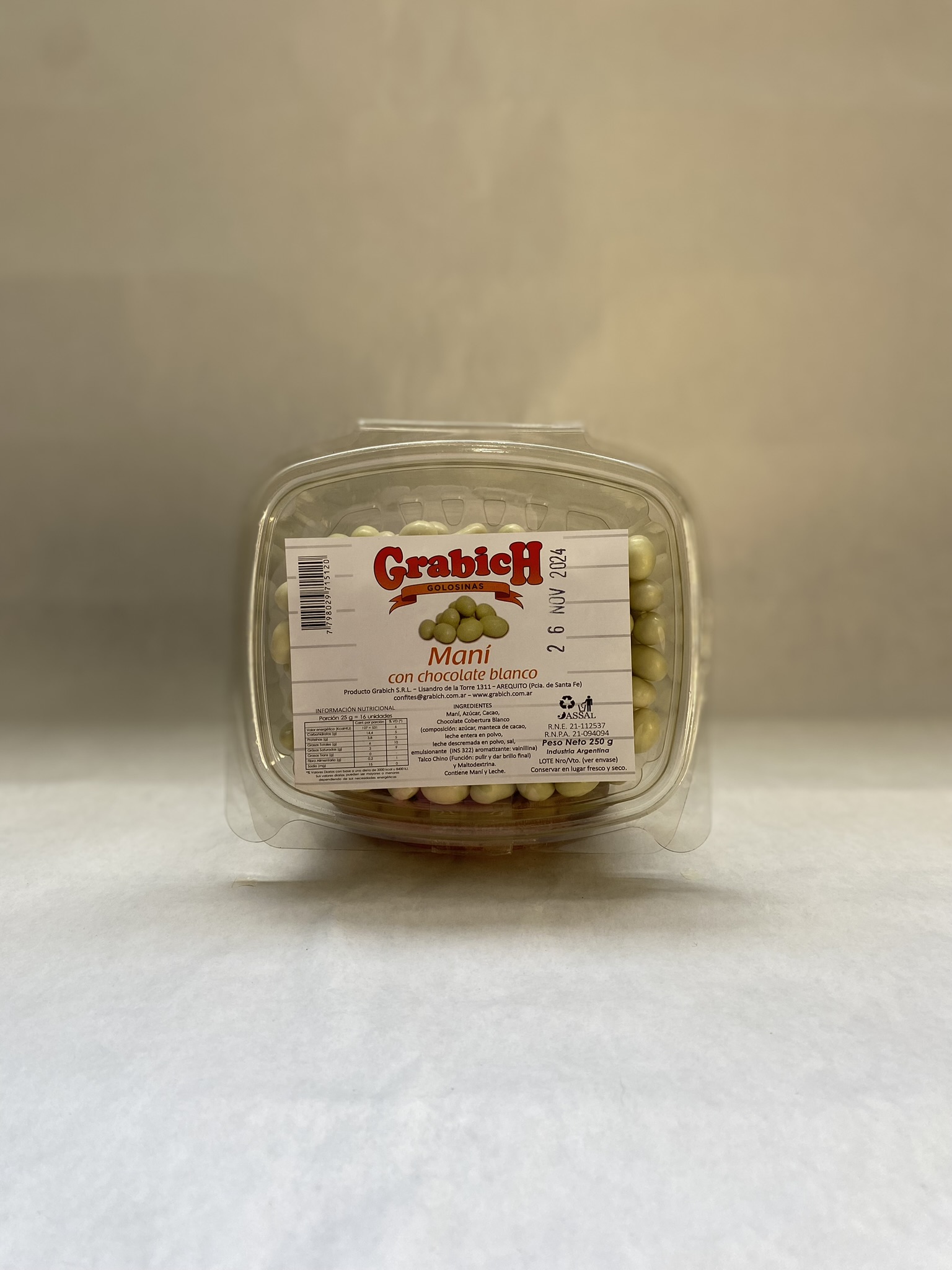 Maní con Chocolate Blanco c/leche