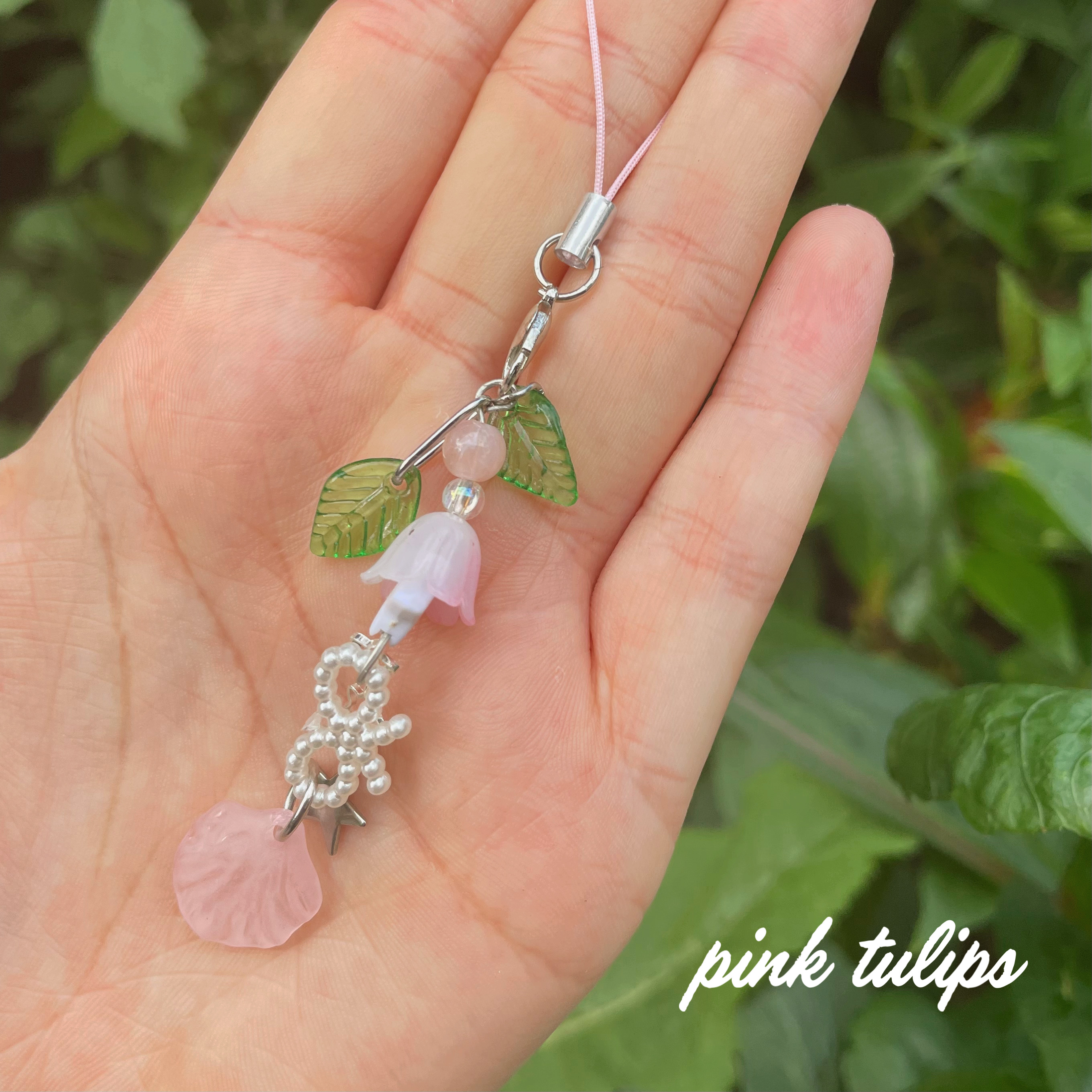 "Pastel pink tulips" - Keychain