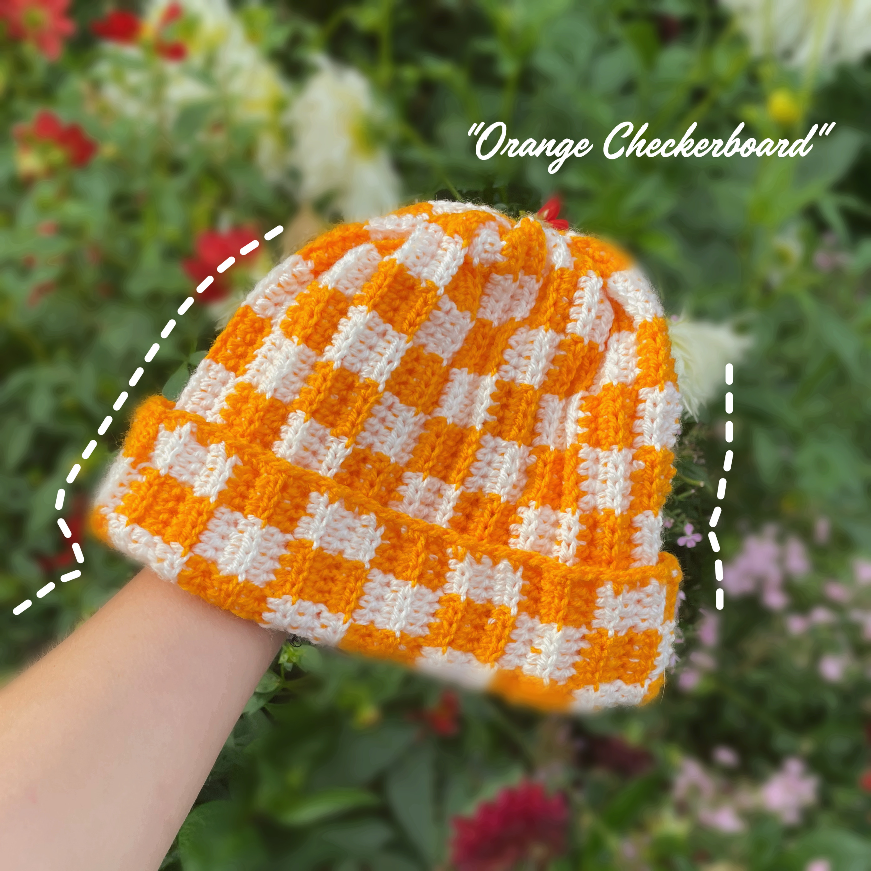 "Orange Checkerboard" - Beanie [Size XL]