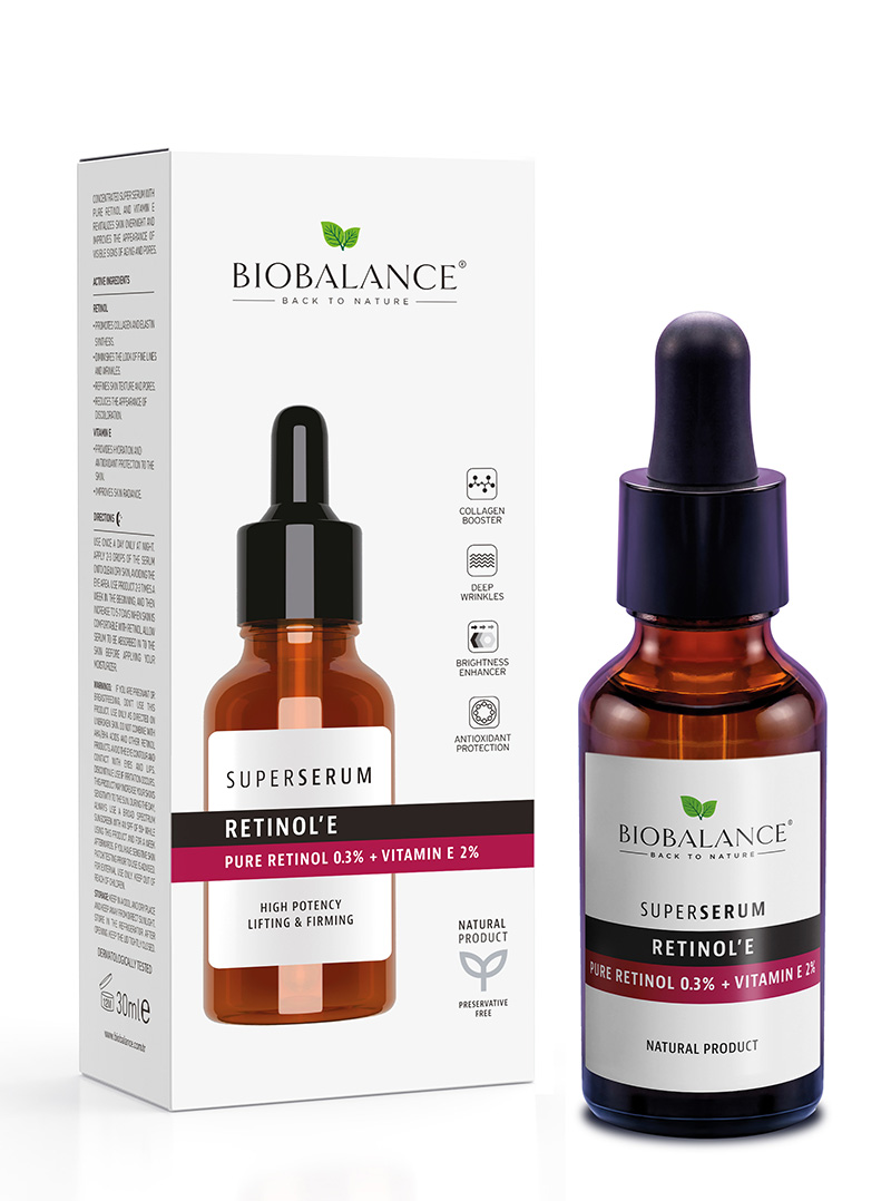 BIOBALANCE NATURAL RETINOL’E SUPER SERUM  PURE RETINOL 0.3% + VITAMIN E 2% SUPER SERUM
