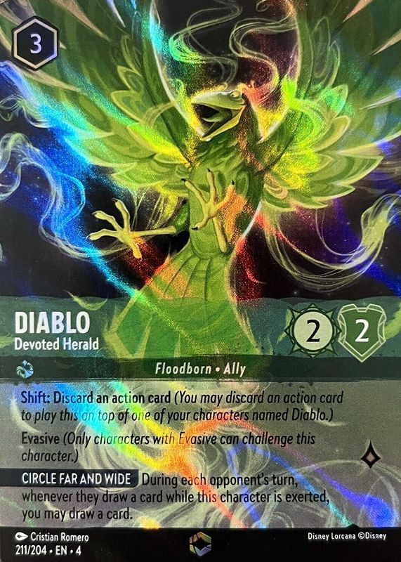 Diablo - Devoted Herald 2024 Ursula's Return #211/204 Enchanted (Alternate Art) RAW TCG (NEAR MINT)