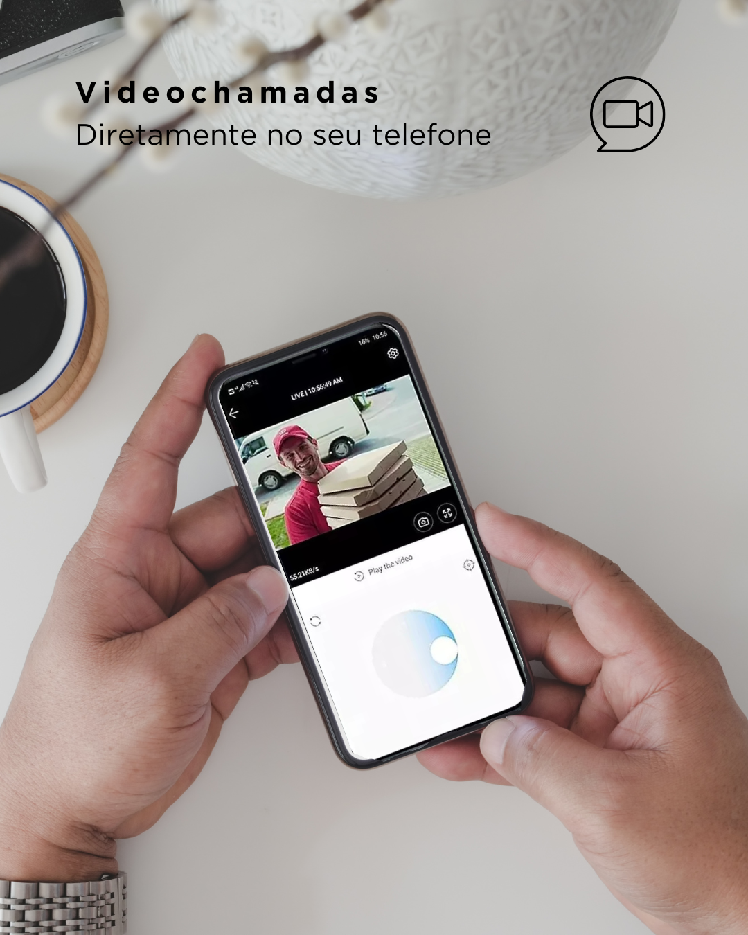 Campainha De Vídeo Sem Fio Door Bell Intelligent Wifi 720p Preto