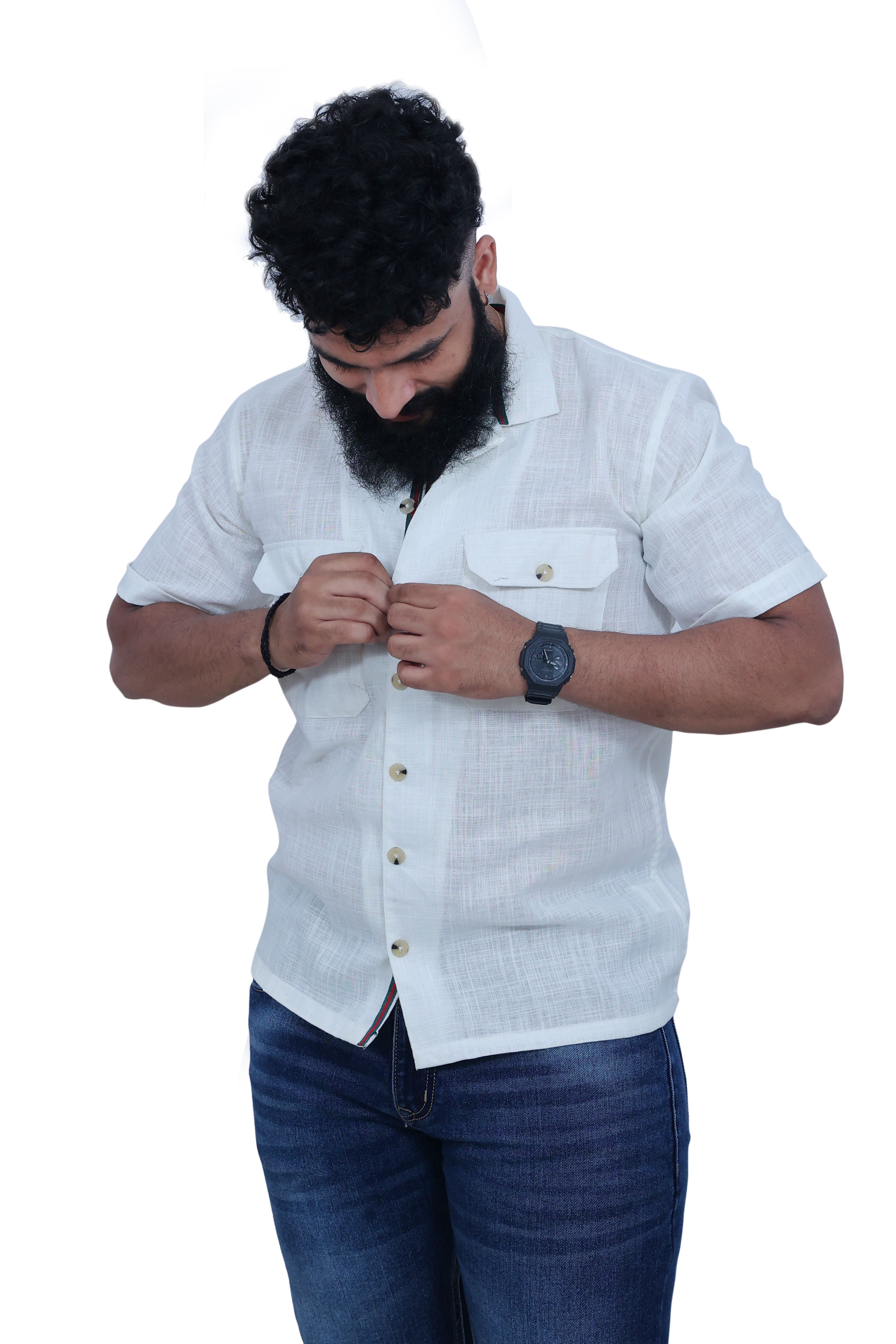 Pure Linen Cargo shirt Half sleeves, Pack of 2