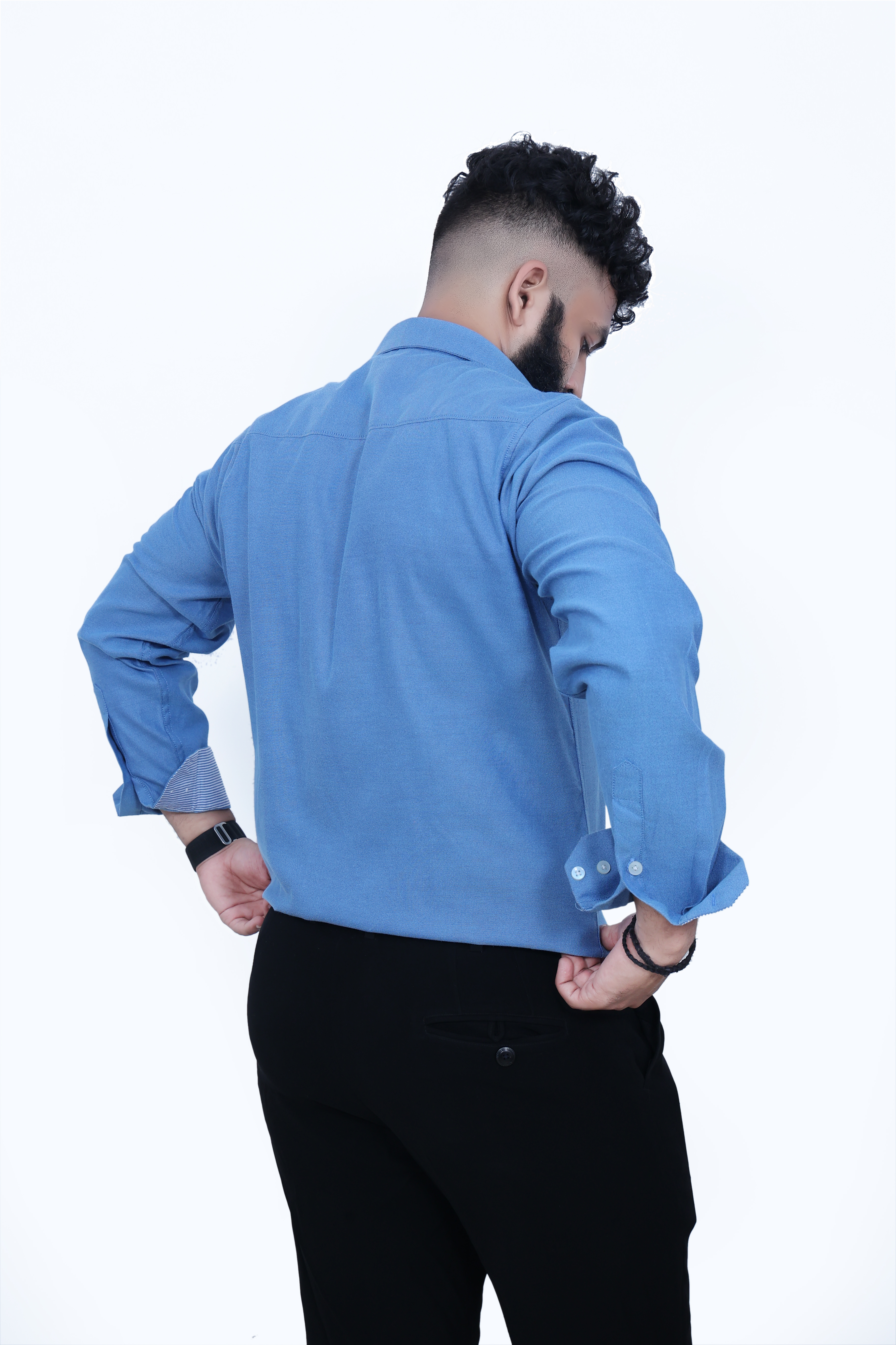 Men's Blue Button-Up Shirt, Sapphire Blue