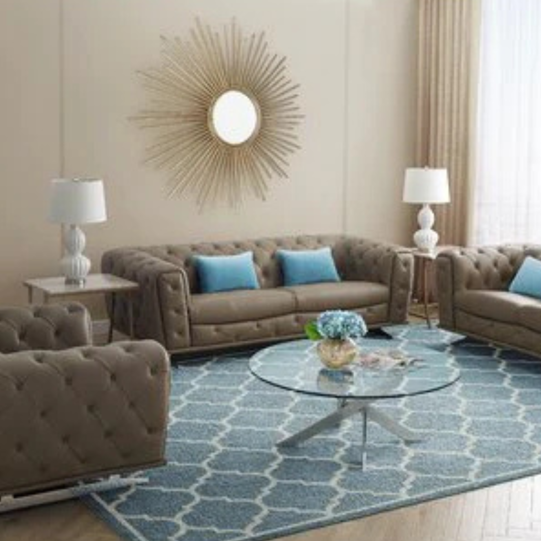 Modern Leather Tufted Sofa Set