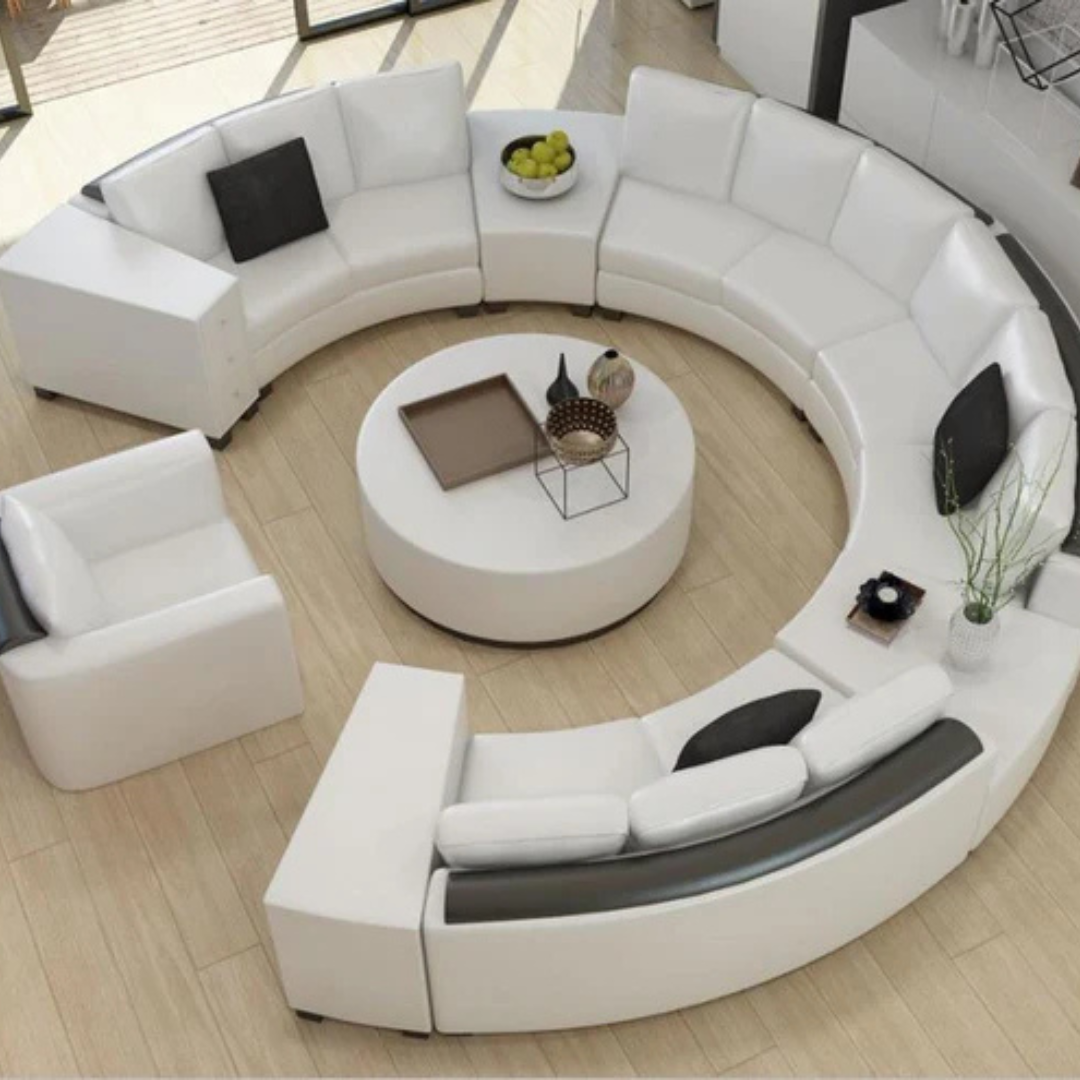 Mira Modular Curved Round Leather Sofa