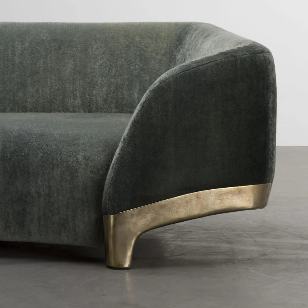 Smoke grey 3 seater Velvet sofa