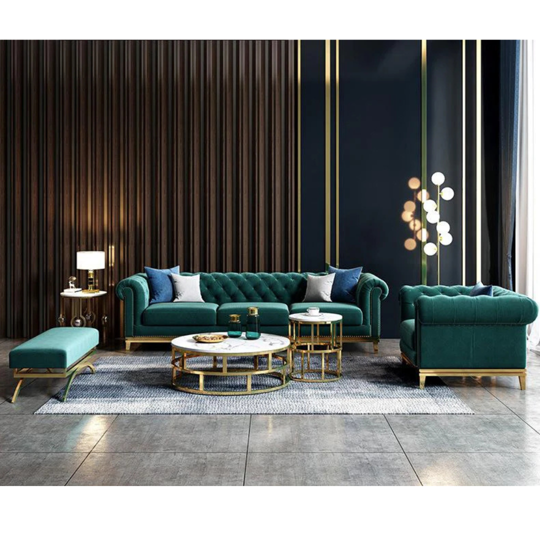 Classical luxury leather sofa set