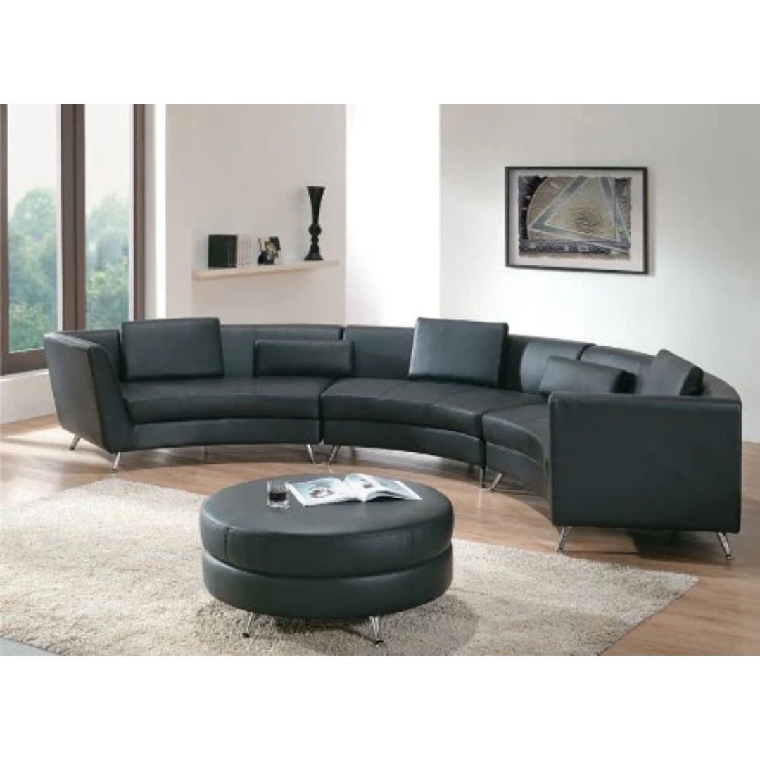 Black leather sectional sofa