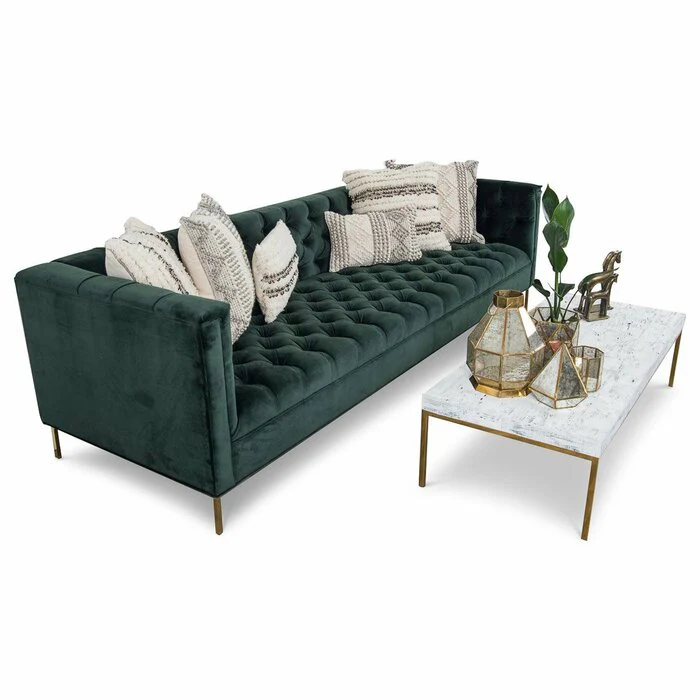 Velvet 108" Square Arm Sofa