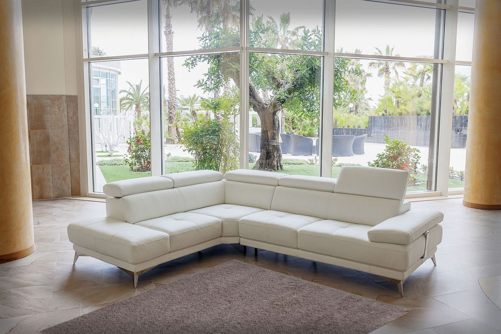 Modern Italian White Leather Sectional Sofa