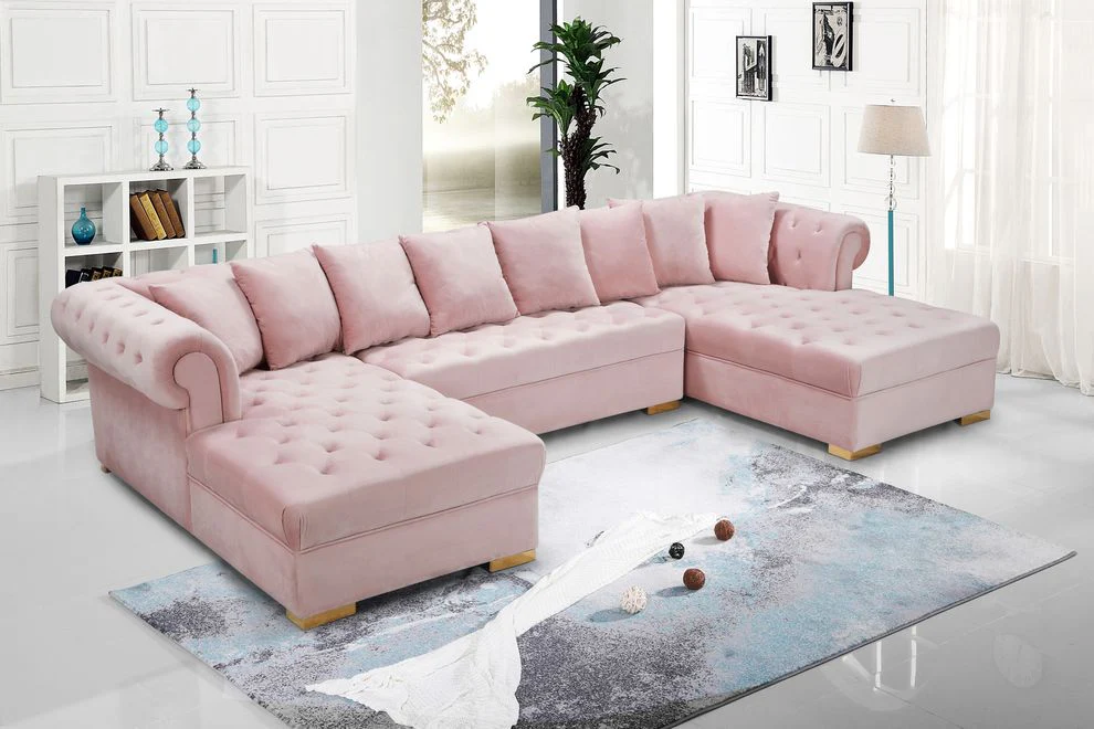 Presley Pink/Navy Blue Sectional Sofa