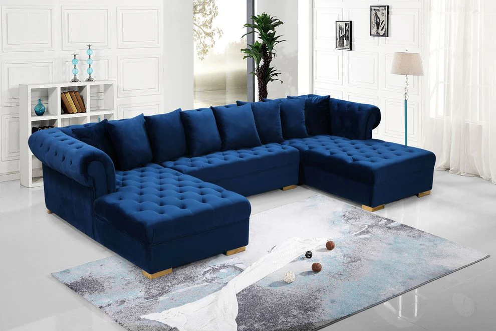 Presley Pink/Navy Blue Sectional Sofa
