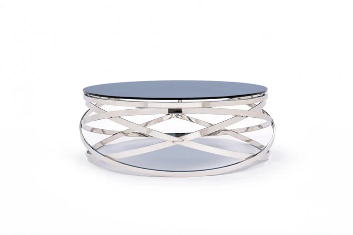 Contemporary Smoked Glass Coffee Table and End Table