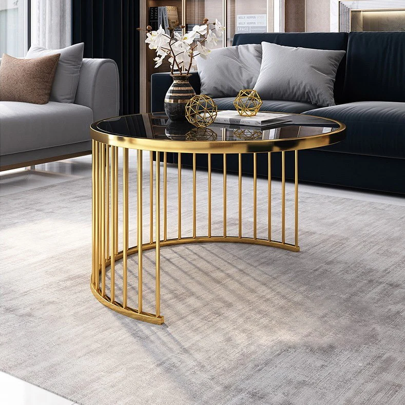 Modern Round Gold & Gray Nesting Coffee Table