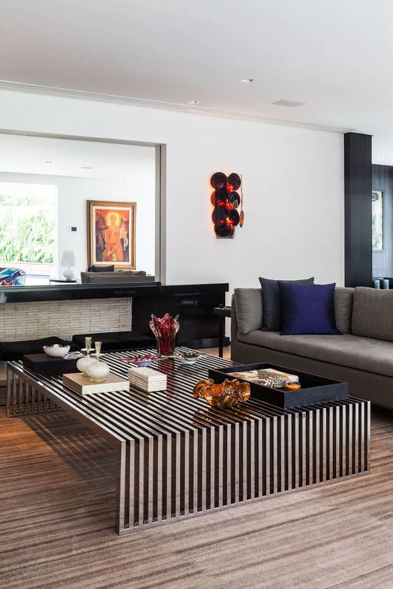 Modern Platform Stainless Steel Coffee Table