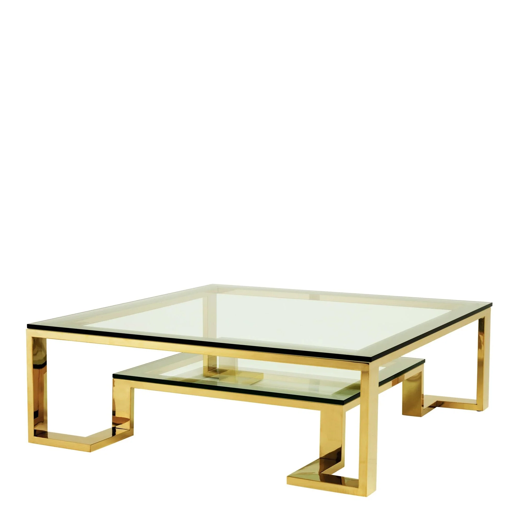 TWO LEVEL GOLD COFFEE TABLE