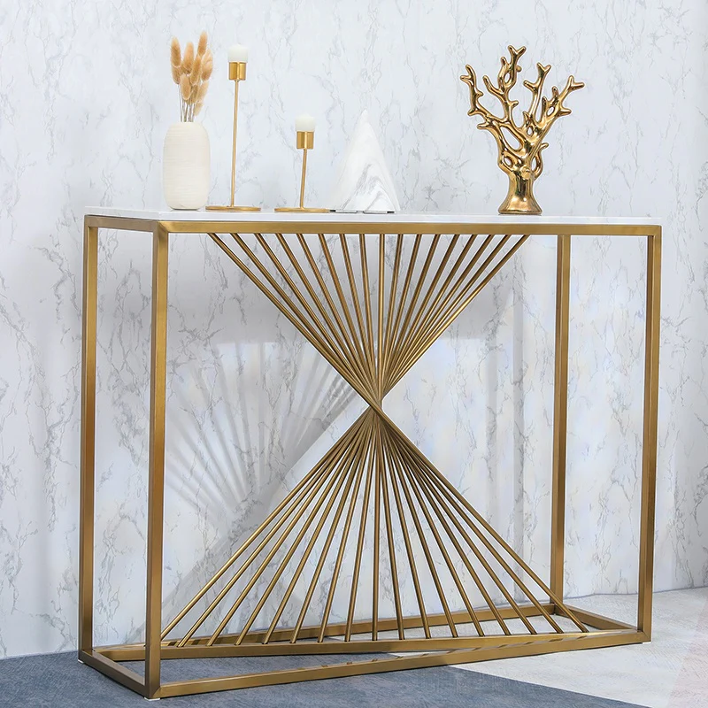 Gold Foyer Marble Stainless Steel Console Table