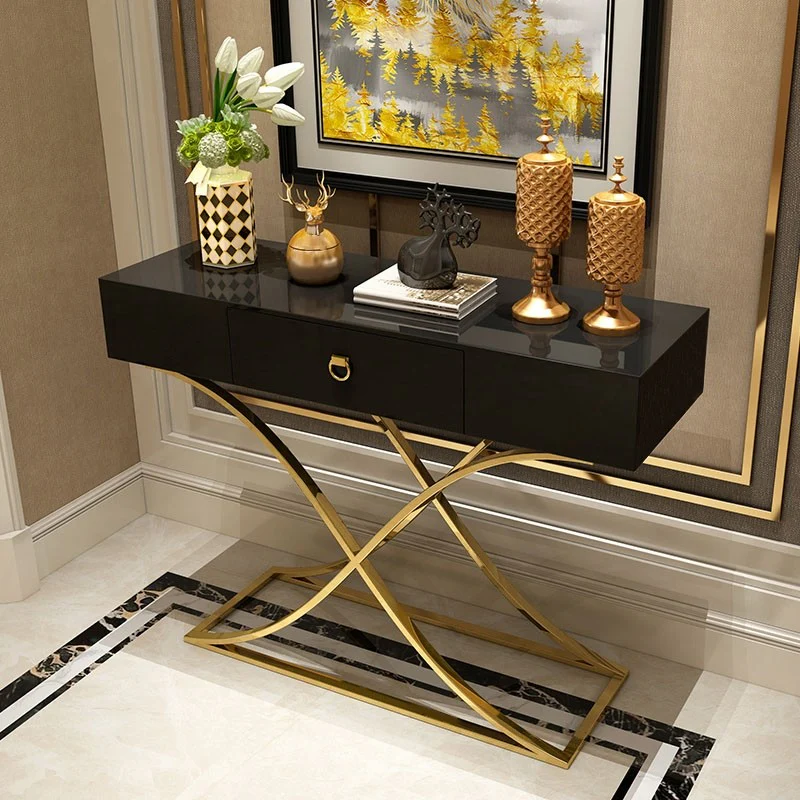 Console Table with Drawer Entryway Table Contemporary for Hallway X Gold Base