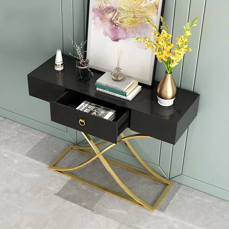 Console Table with Drawer Entryway Table Contemporary for Hallway X Gold Base