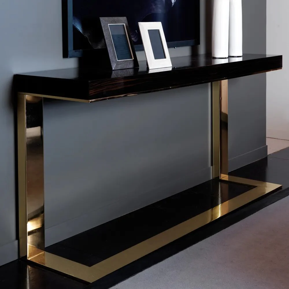 Modern Italian Macassar Veneer Console