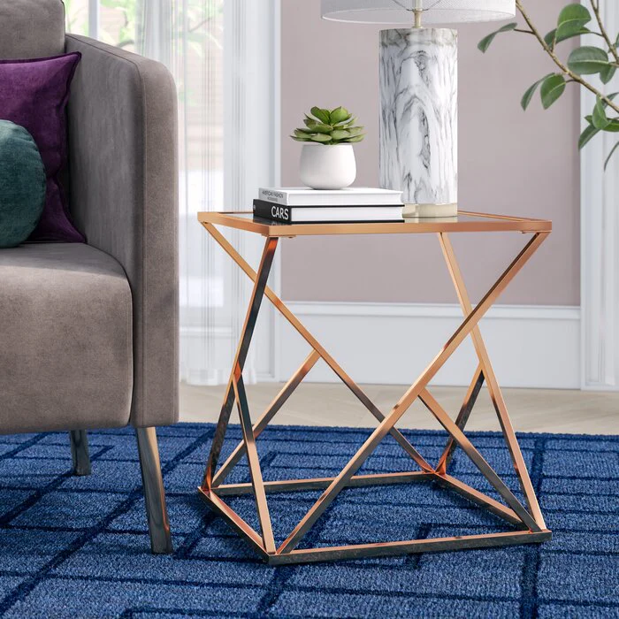 Ghita Glass Top Frame End Table