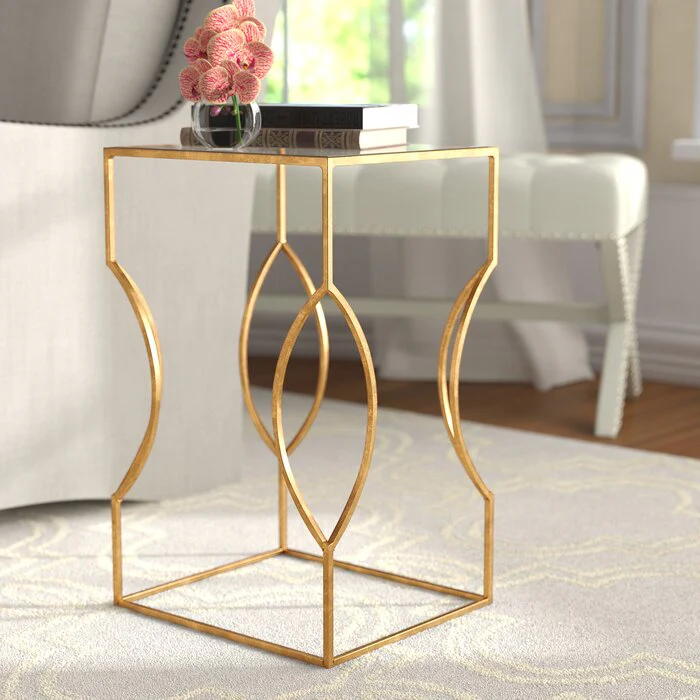 Rex Glass Top Sled End Table