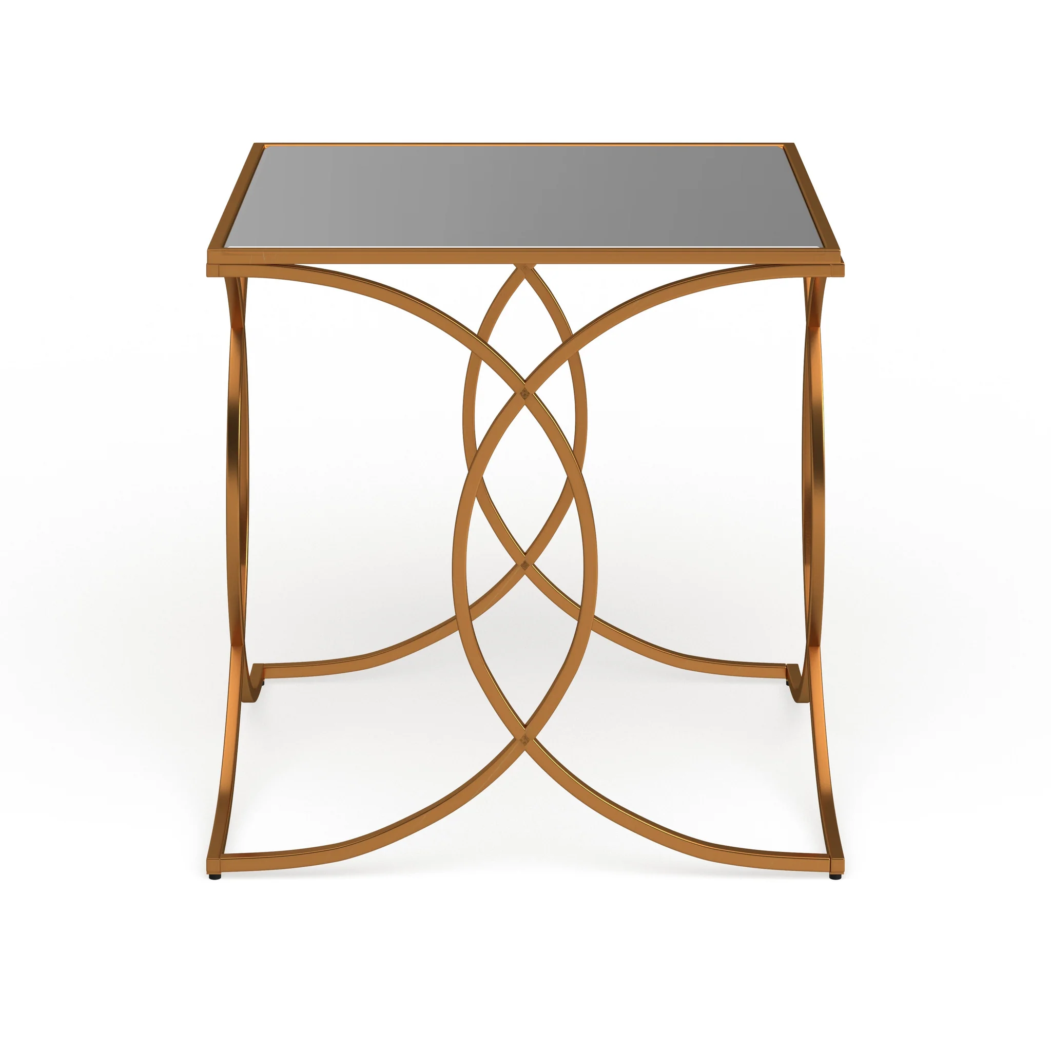 Milani Gold Geometric End Table w/ Mirrored Top