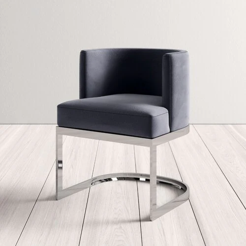 Velvet Upholstered Wingback Arm Chair