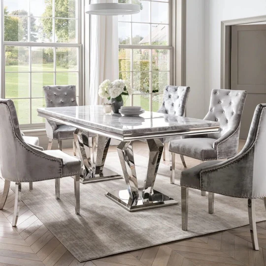 Arianna Grey Marble 7 piece Dining Set