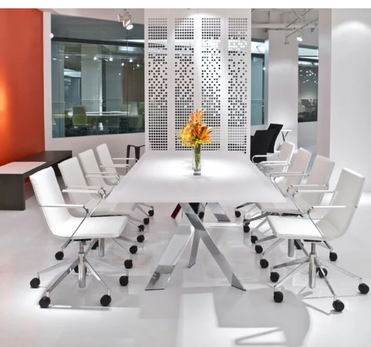 White Marble Conference Table With 8 Chair's